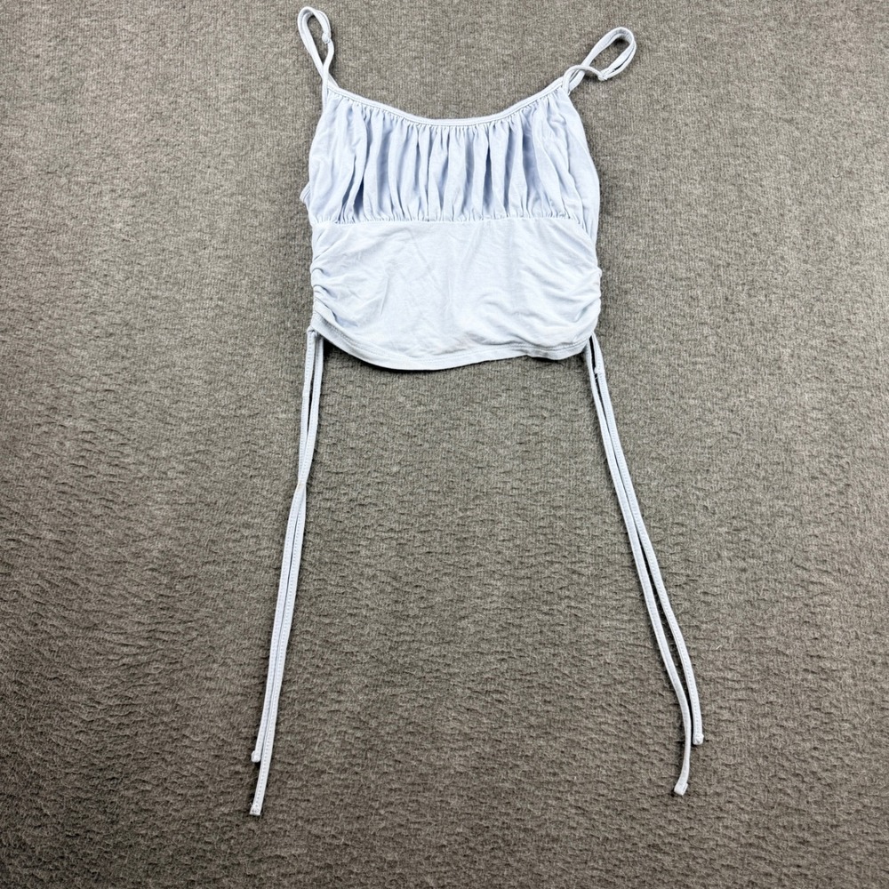 Forever 21 Women's M Medium Light Blue Ruched Side Tie Cami Crop Top